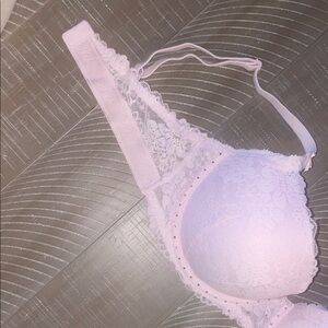 PINK Victoria's Secret Pale Pink Lace Push-Up Bra